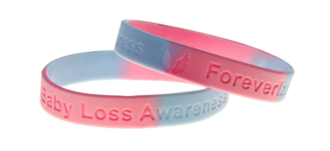 Loss awareness colour sectioned debossed silicone wristbands