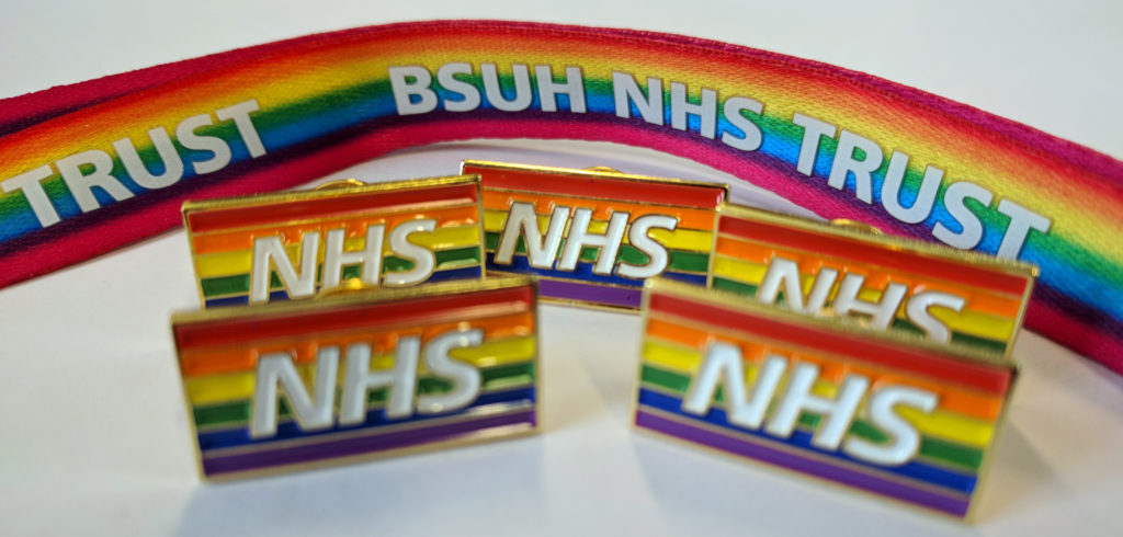 Branded rainbow lanyards and badges are routinely being purchased in bulk by the NHS.