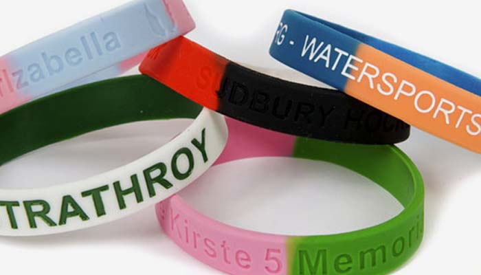 colour sectioned silicone wristbands