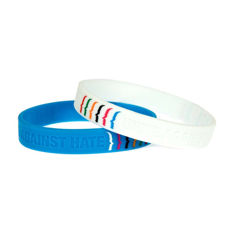 Single colour debossed and colour filled silicone wristbands